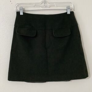 Old Money Green Dark Academia Preppy Academic Retro Wool Blend Mini Skirt Sz 6
